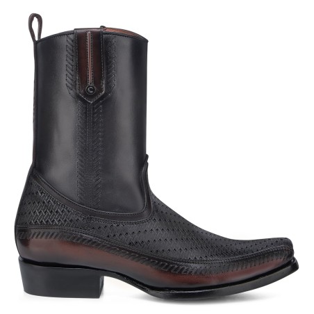 Men's black leather boots