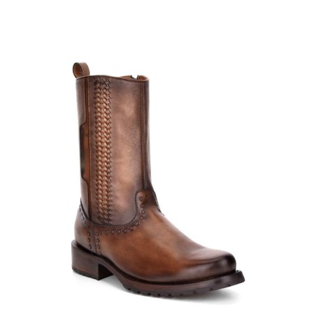 Men's leather zip-up boots