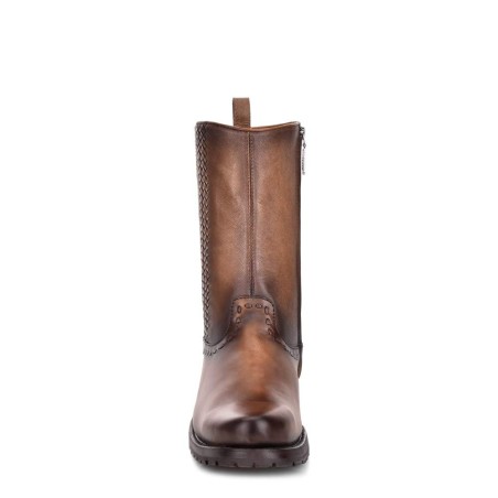 Men's leather zip-up boots