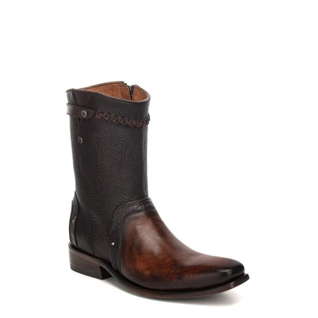 Men's zipper brown leather boots