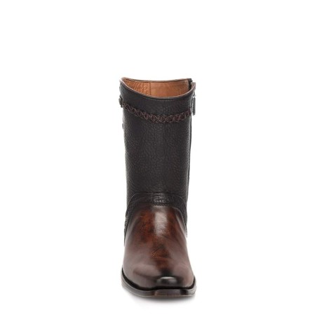 Men's zipper brown leather boots