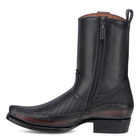 Men's black leather boots