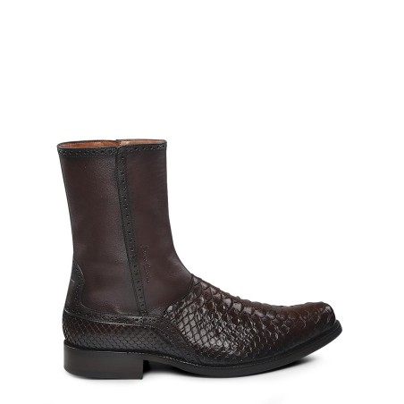 Mens Genuine Python Leather Brown Boots