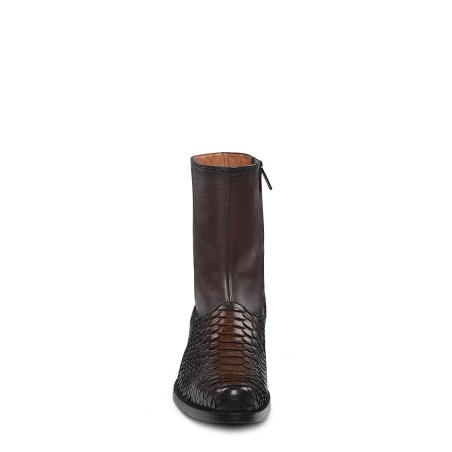 Mens Genuine Python Leather Brown Boots