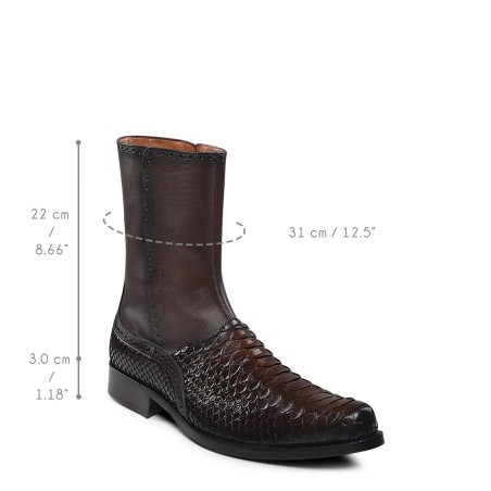 Mens Genuine Python Leather Brown Boots