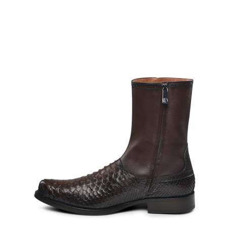 Mens Genuine Python Leather Brown Boots