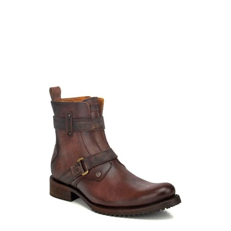 Men's Brown Leather Zip-Up Boots