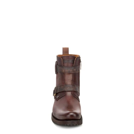 Men's Brown Leather Zip-Up Boots