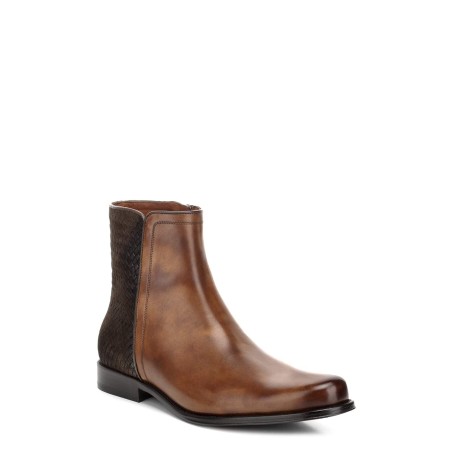 Men's Brown Leather Hand-Woven Boots