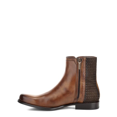 Men's Brown Leather Hand-Woven Boots