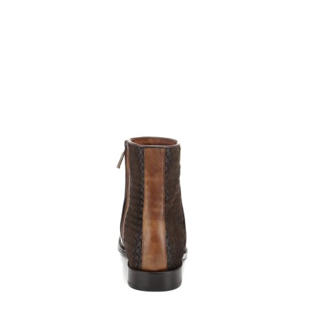 Men's Brown Leather Hand-Woven Boots