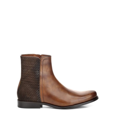 Men's Brown Leather Hand-Woven Boots